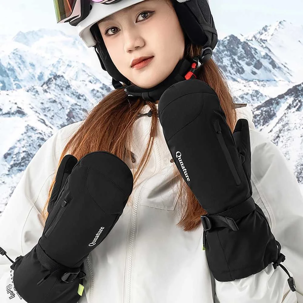 Qunature Full Length Ski Gloves Size L – šviesiai rudas