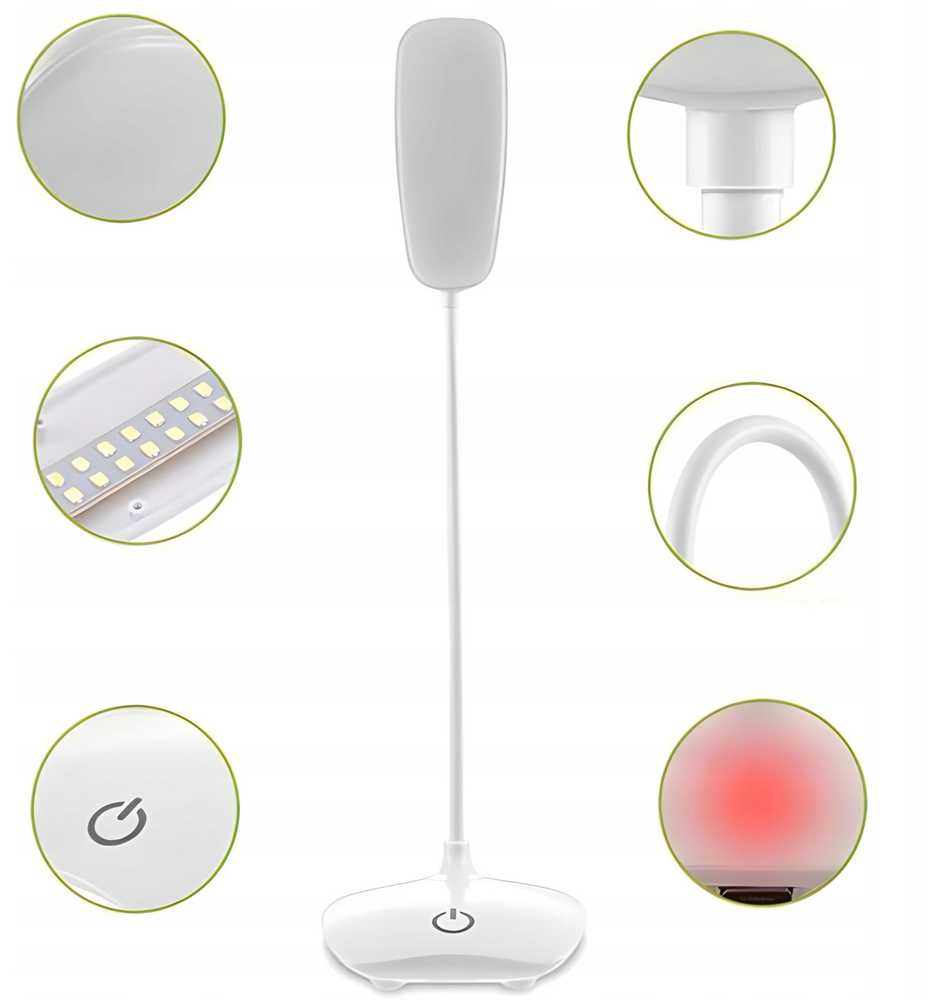 Lampka Mokyklinė stalo lempa, 14 LED, USB, lietimui jautrus -e007