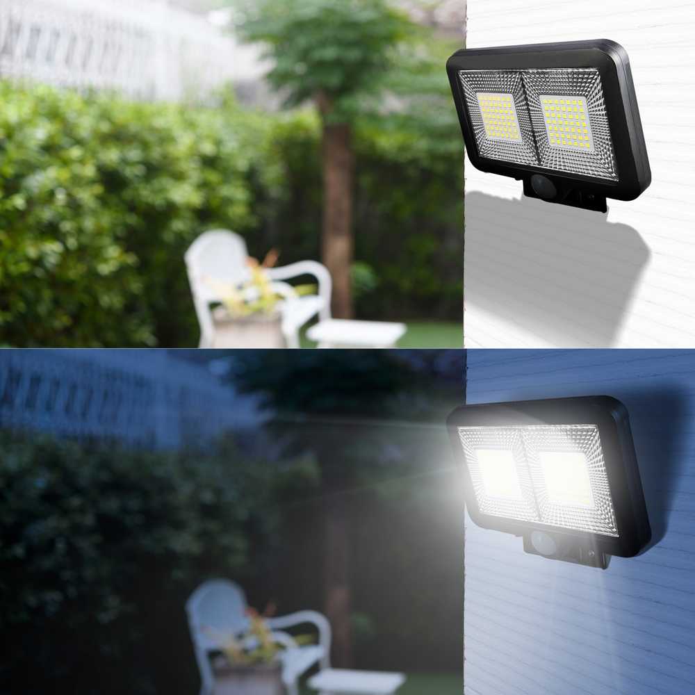 Lampa Saulės energija varomas LED sodo šviestuvas, judesio jutiklis, prieblanda, 98 diodai, saulė