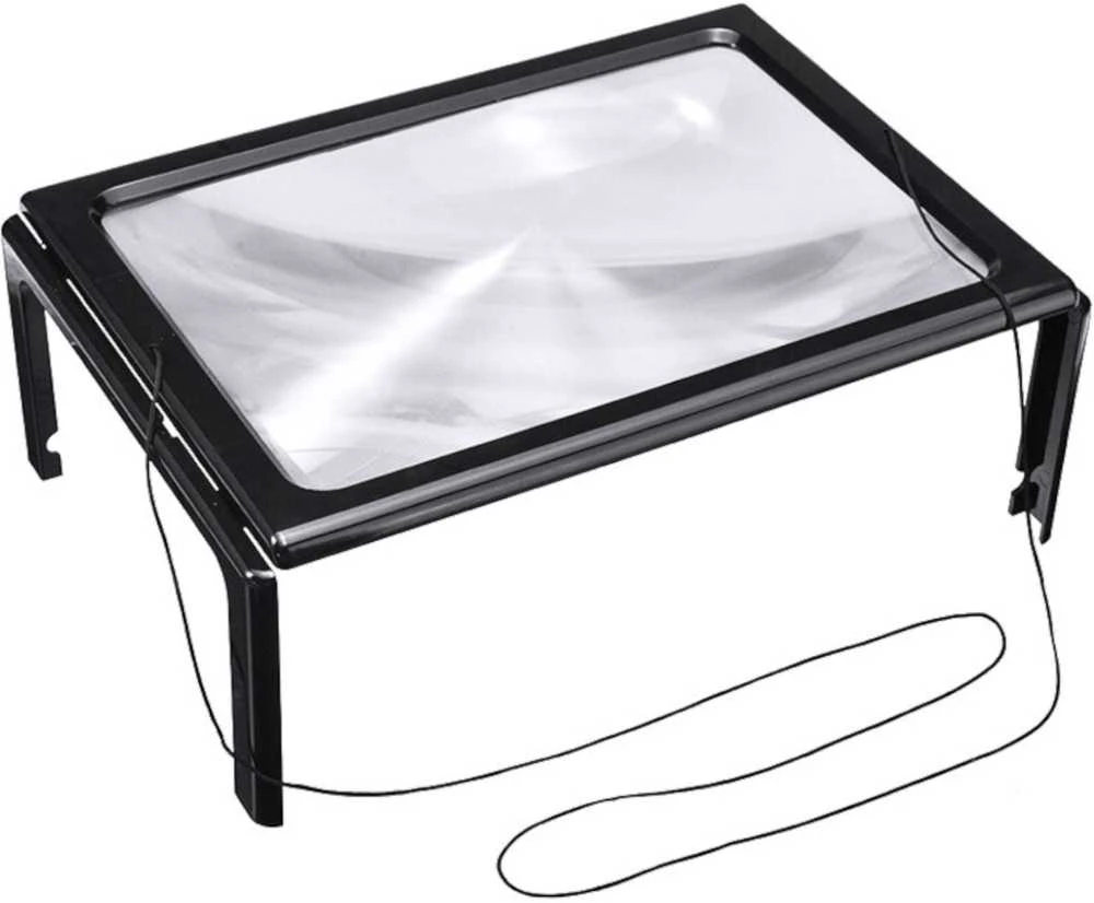 Lupa A4 LED apšviestas 3 kartų didinamasis stiklas skaitymui