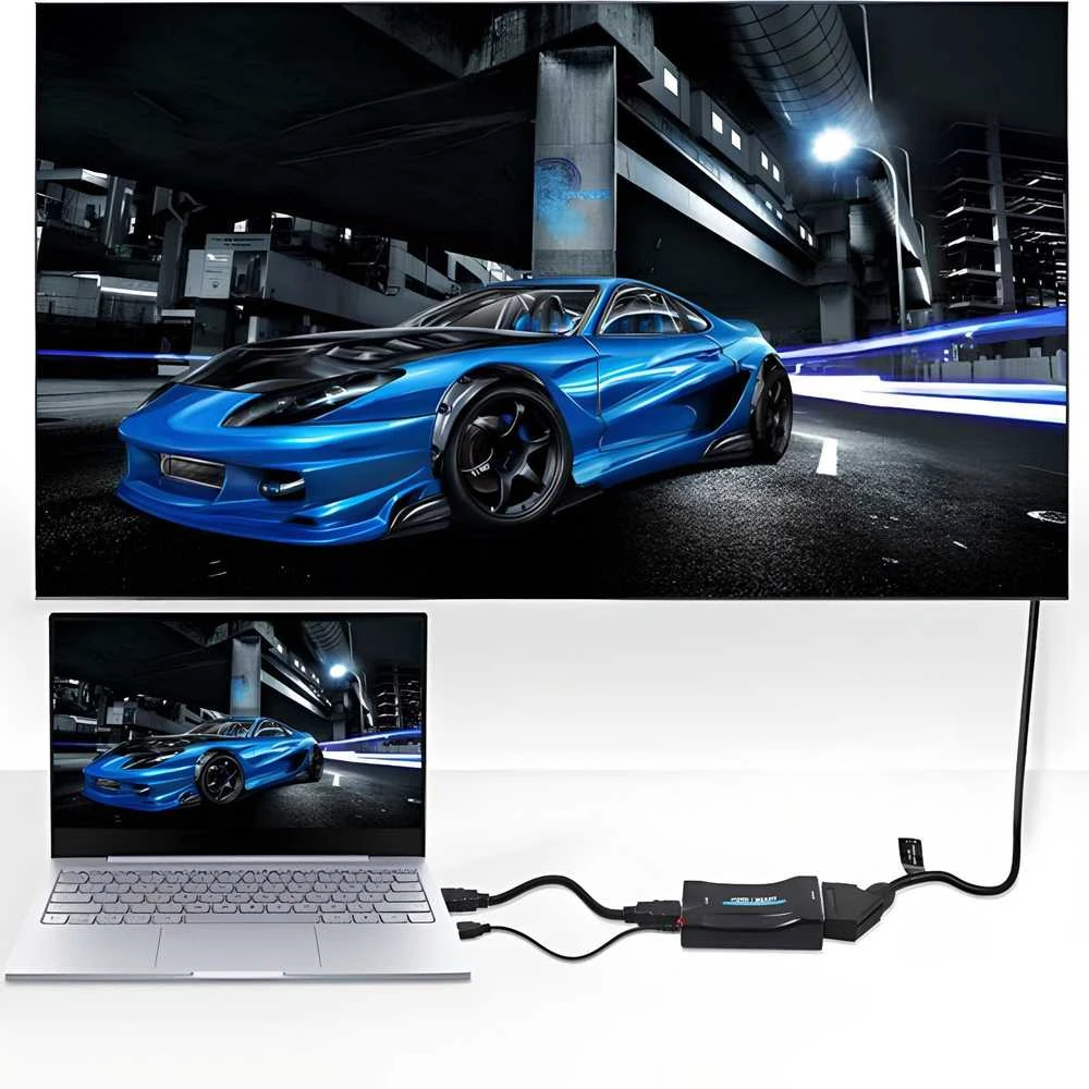 Retoo Adapterio keitiklis SCART į HDMI signalo adapteris euro jungtis AV euro fhd -e392