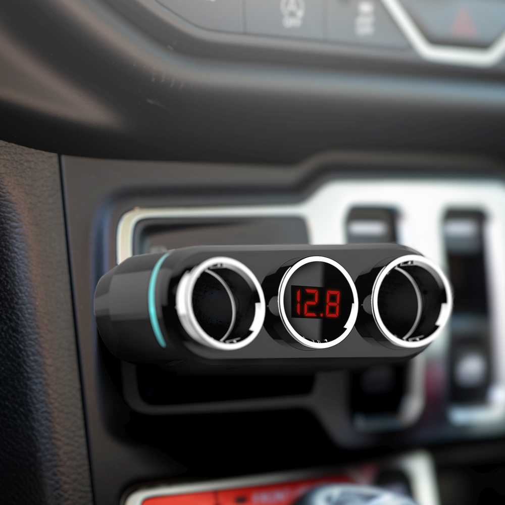 RTO Retoo Cigarečių žiebtuvėlio lizdo skirstytuvas-įkroviklis 2x USB-A LCD 12/24 V 100 W