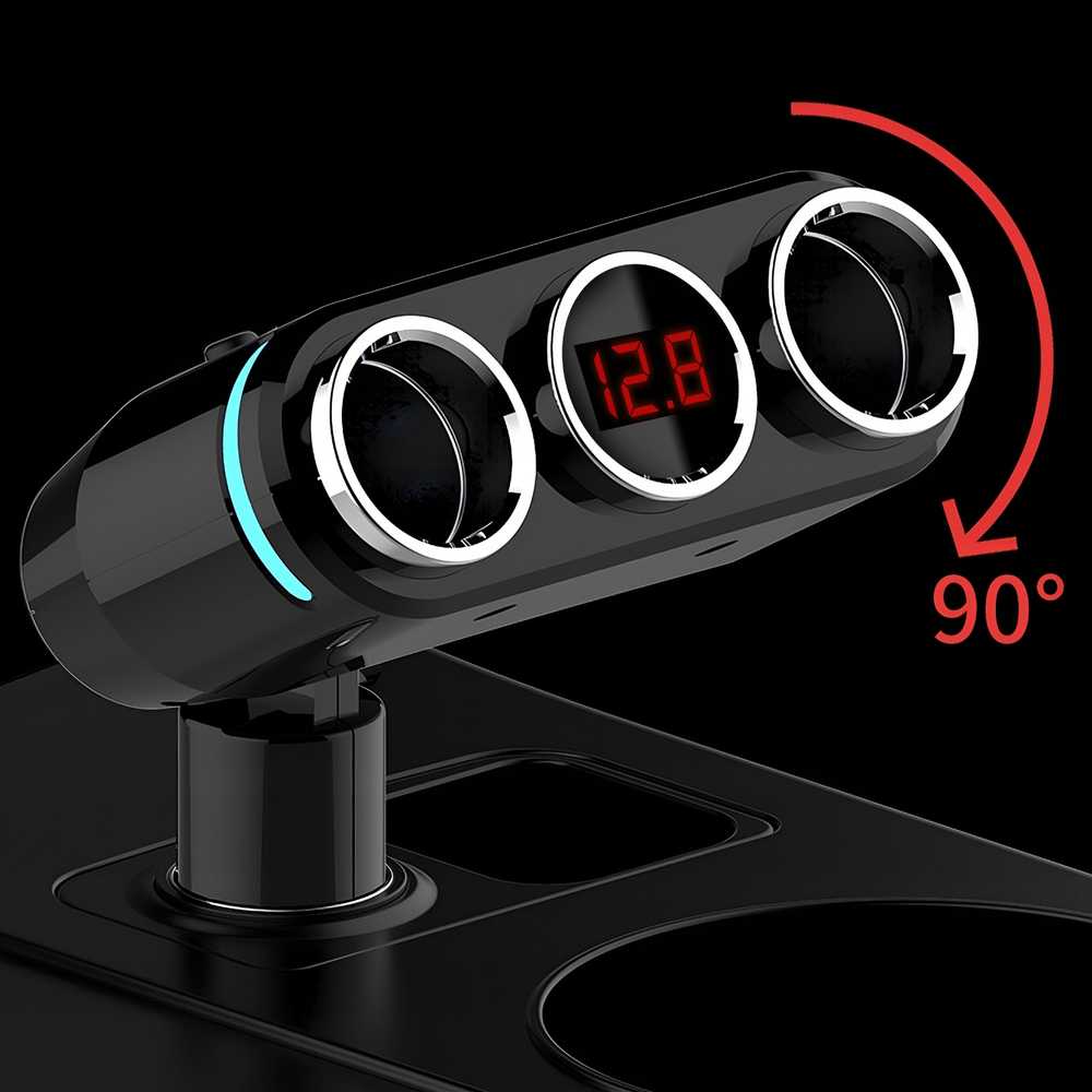 RTO Retoo Cigarečių žiebtuvėlio lizdo skirstytuvas-įkroviklis 2x USB-A LCD 12/24 V 100 W