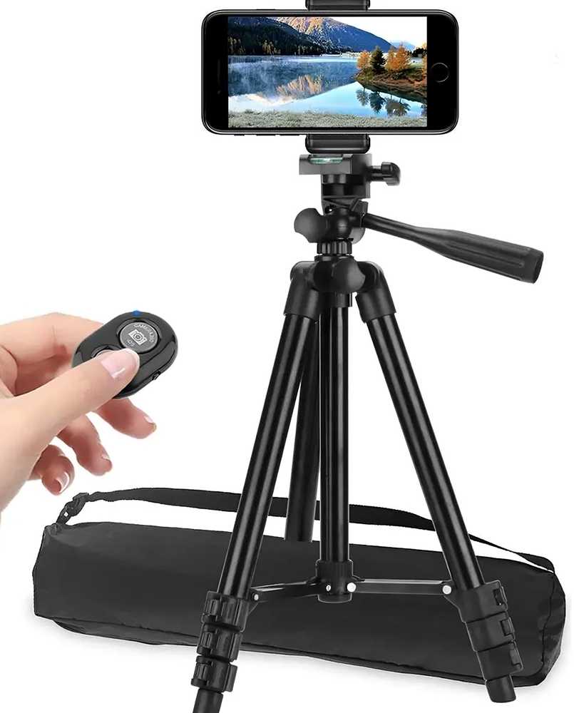 RTO Statyw 4w1 tripod 103cm uchwyt na aparat telefon + pilot do zdjęć selfie