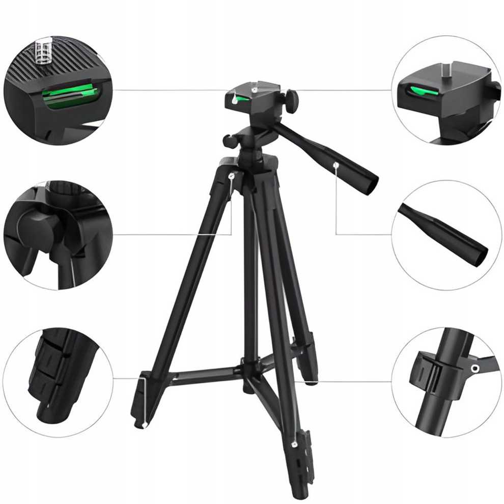 RTO Statyw 4w1 tripod 103cm uchwyt na aparat telefon + pilot do zdjęć selfie