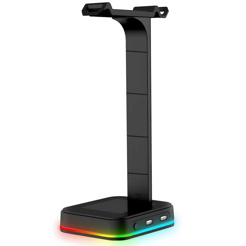Stojak Ausinių laikiklis su stovas RGB apšvietimui ir USB šakotuvu