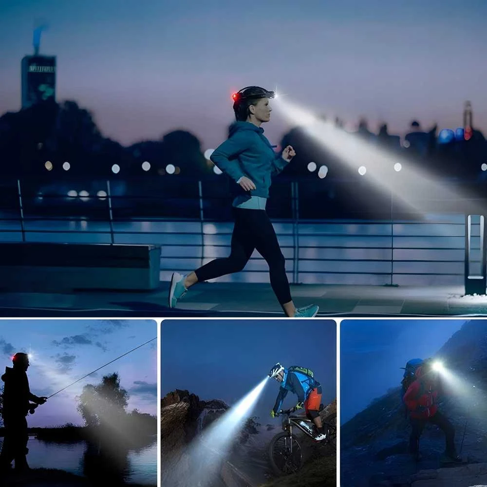 4Kom Žibintuvėlis, Priekinis žibintas, LED galvos žibintas, atsparus vandeniui, įkraunamas, LED COB, 300 m
