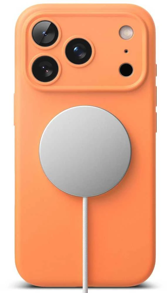 „Ringke iPhone 17 Pro Max“ silikoninis magnetinis dėklas, mandarinų spalvos