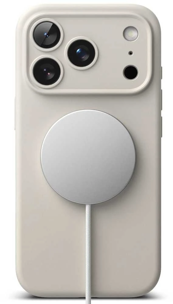 „Ringke“ silikoninis magnetinis „MagSafe“ dėklas, skirtas „iPhone 17 Pro“ – rusvai geltonas