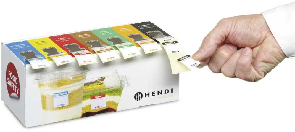Daugkartinio naudojimo maisto saugos etikečių rinkinys kiekvienai savaitės dienai su dozatoriumi - Hendi 850305
