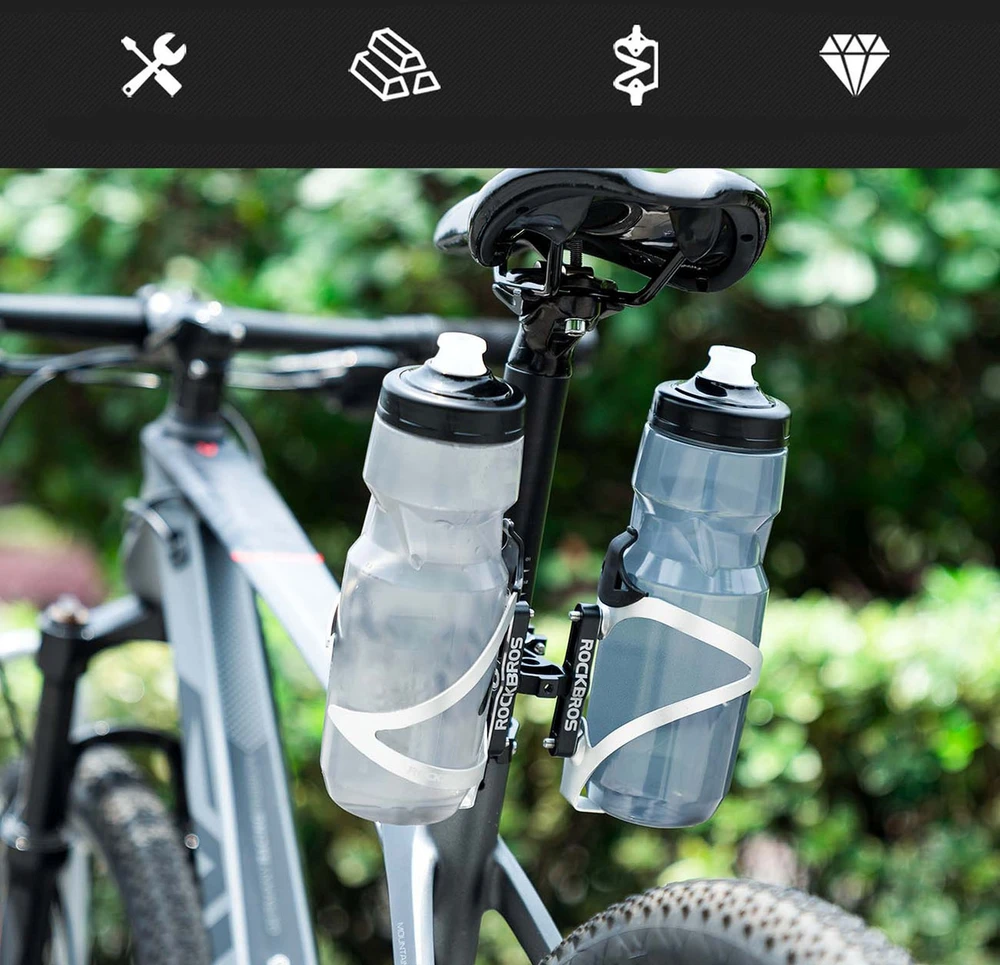Rockbros KS-415 Aluminum Adjustable Bottle Cage Adapteris - Juodas
