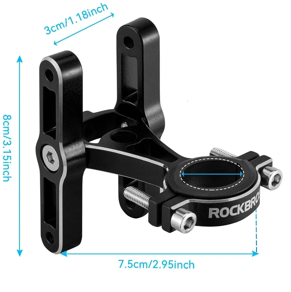 Rockbros KS-415 Aluminum Adjustable Bottle Cage Adapteris - Juodas