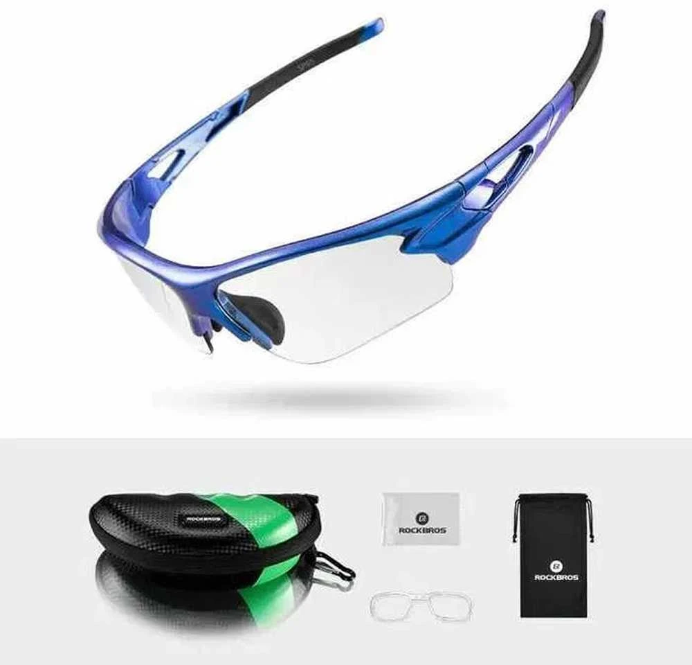 Rockbros 10069 photochromic UV400 dviratininko akiniai – mėlynos spalvos