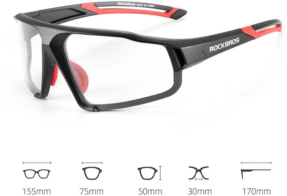 Rockbros SP216BK photochromic UV400 dviratininko akiniai – juodos spalvos and raudonos spalvos