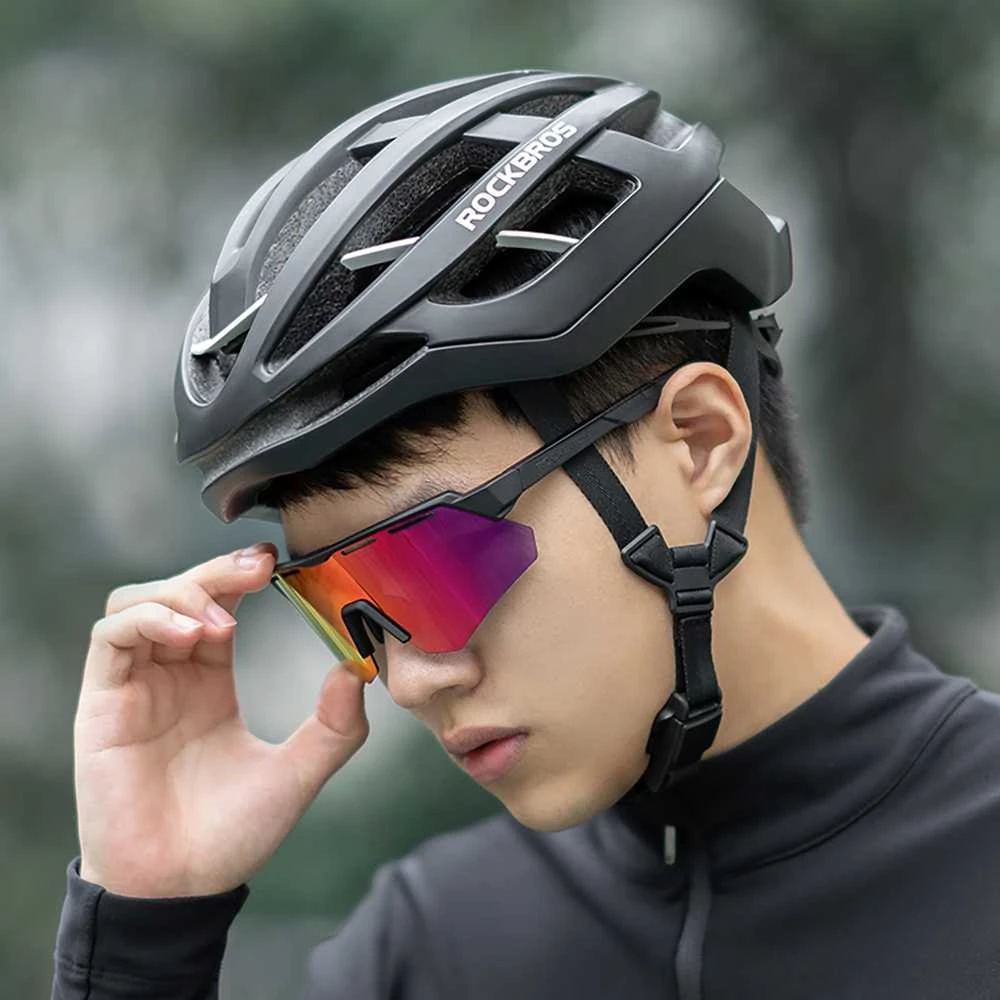 Rockbros Polarized dviratininko akiniai su UV apsauga ir Corrective Insert – pilkos spalvos