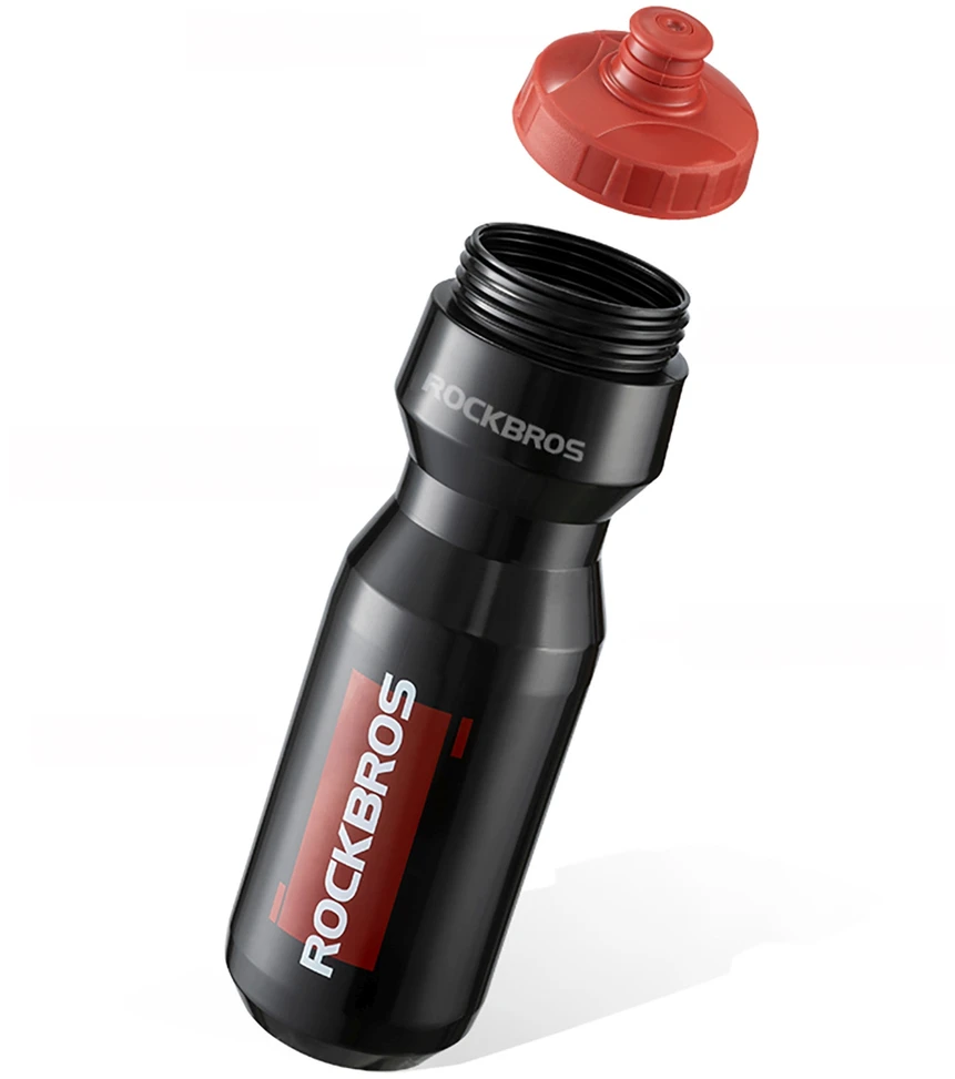 Gertuvė Rockbros 750 ml Bike Bottle - Transparent Juodas with Raudona Mouthpiece