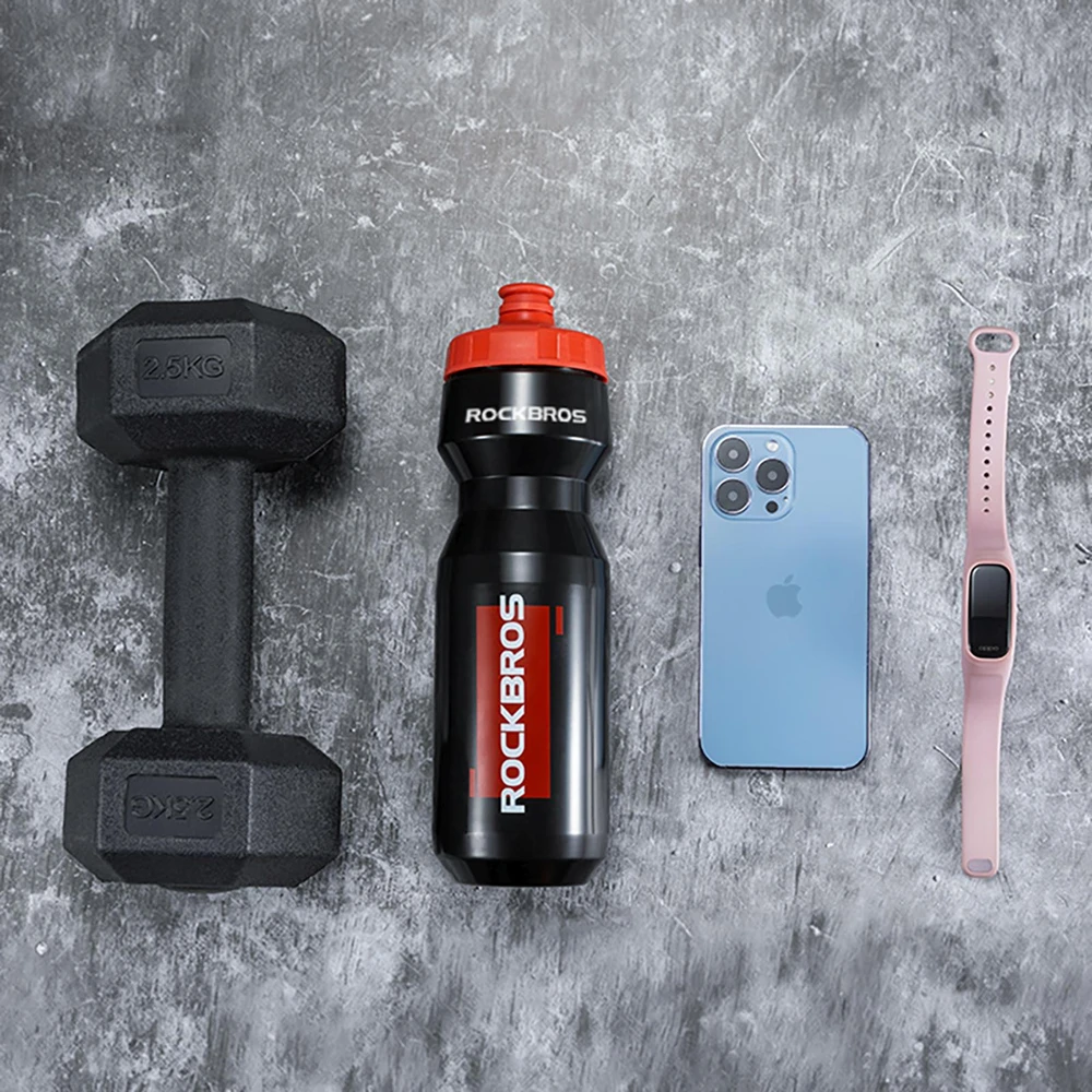 Gertuvė Rockbros 750 ml Bike Bottle - Transparent Juodas with Raudona Mouthpiece