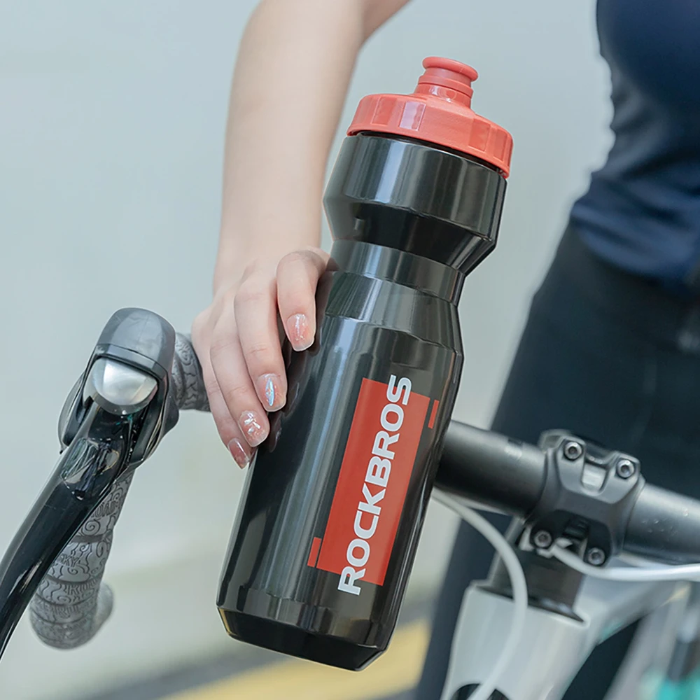 Gertuvė Rockbros 750 ml Bike Bottle - Transparent Juodas with Raudona Mouthpiece