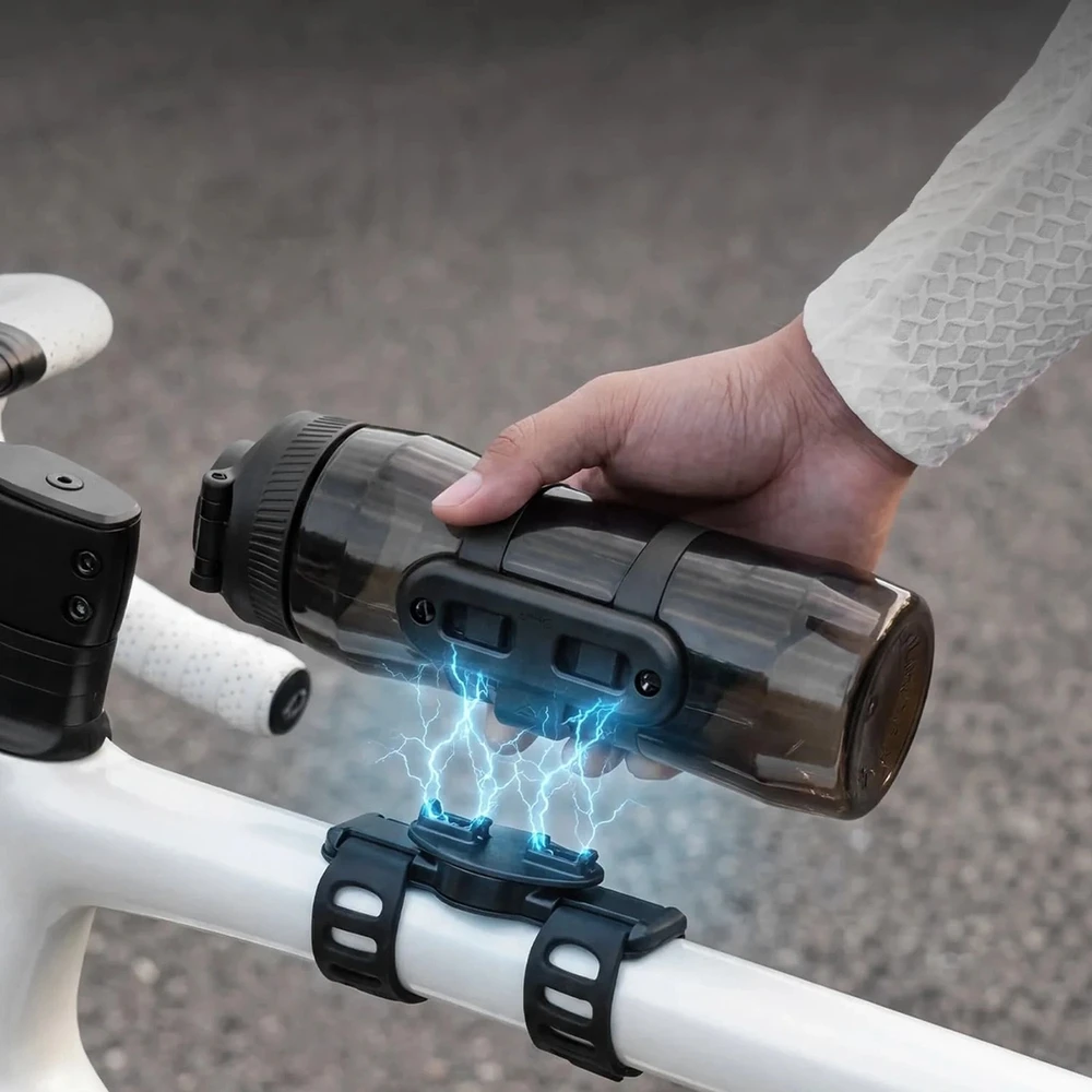Rockbros S550H-1 700 ml termo butelis su magnetiniu laikikliu ir tvirtinimo dirželiu - Juodas