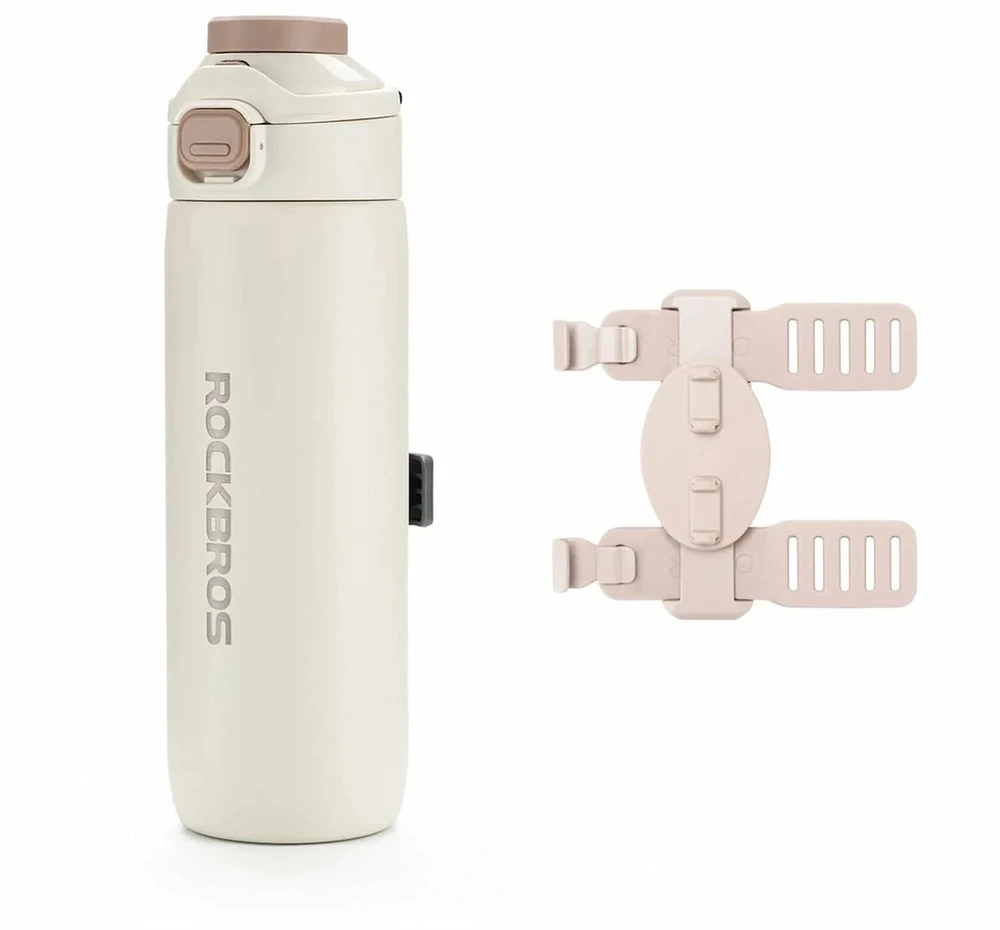 Gertuvė Rockbros S550H-1 700 ml termosas su magnetiniu laikikliu ir tvirtinimo dirželiu - rusvai gelsvas