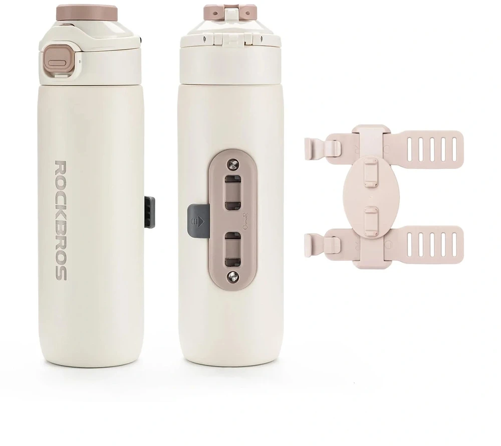 Gertuvė Rockbros S550H-1 700 ml termosas su magnetiniu laikikliu ir tvirtinimo dirželiu - rusvai gelsvas