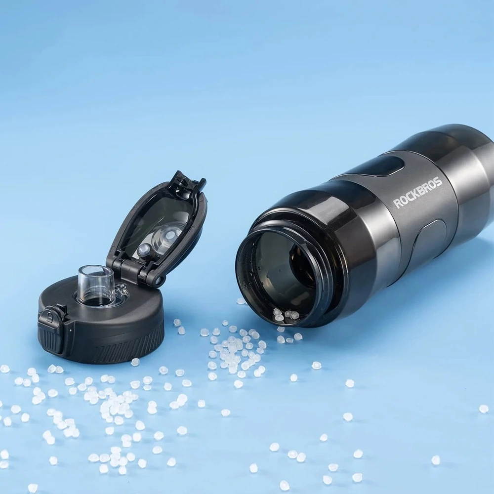Rockbros S550H-1 700 ml termo butelis su magnetiniu laikikliu ir tvirtinimo dirželiu - Juodas