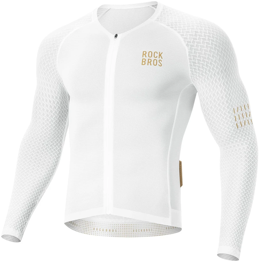 Rockbros YDCX008 Deimantiniai ilgomis rankovėmis dviratininko marškinėliai, XXL dydis - Baltos