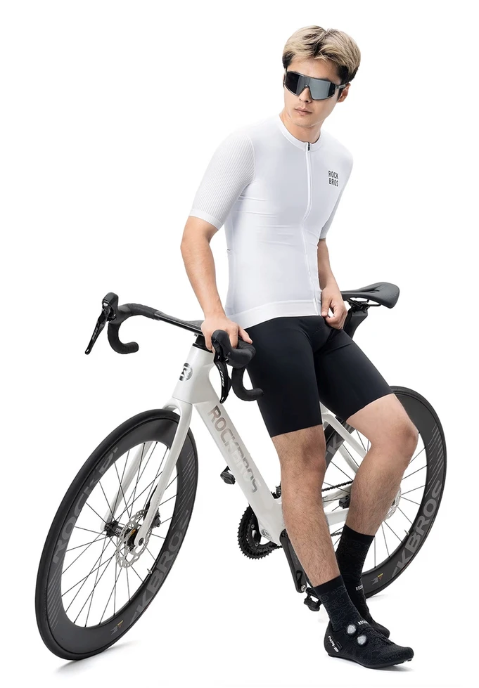 Rockbros 15200025 Trumpų rankovių dviratininko marškinėliai, XXL dydis – Baltas