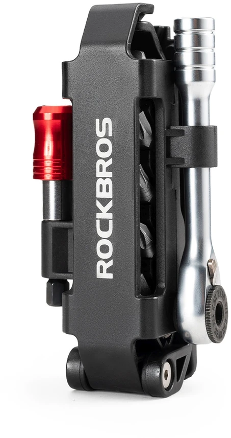 Rockbros Daugiafunkcis dviračių įrankių rinkinys su reketiniu veržliarakčiu ir padangų montavimo įrankiais – juodas