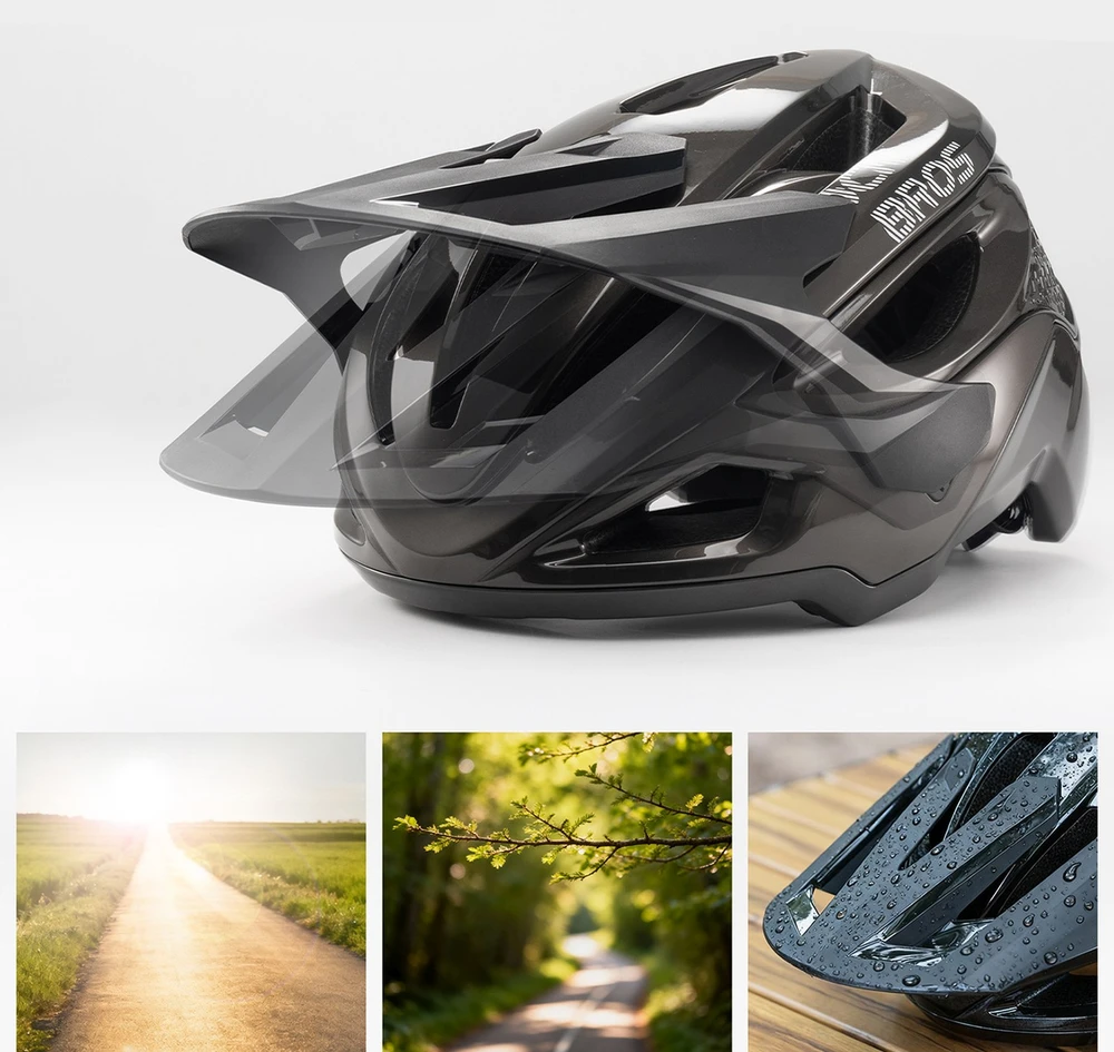 Rockbros LK-99 Kalnų dviratis Helmet with Adjustable Visor and Magnetic Closure 58-62 cm - Juodas