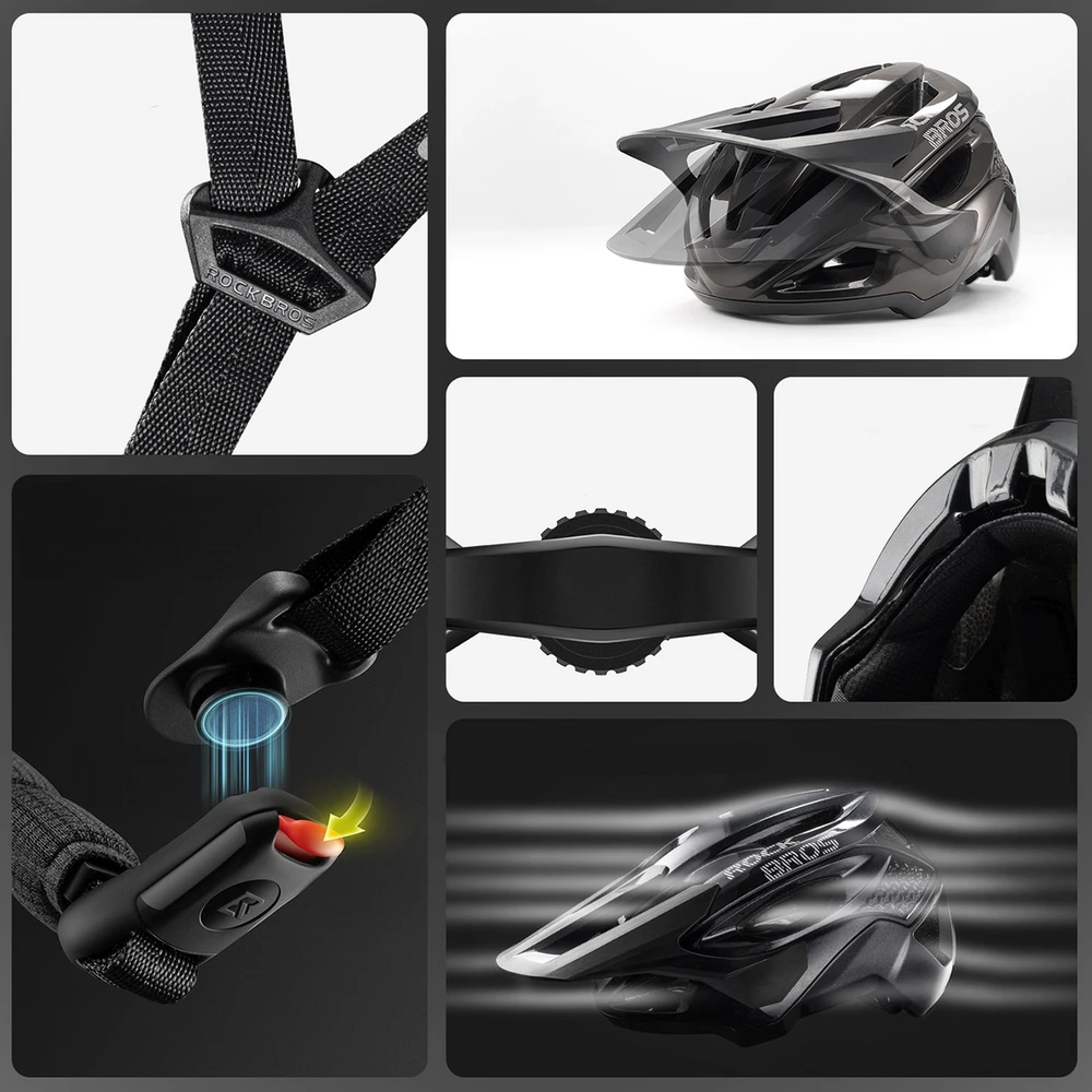 Rockbros LK-99 Kalnų dviračio šalmas su reguliuojamu skydeliu ir magnetiniu užsegimu 58-62 cm - Titanas