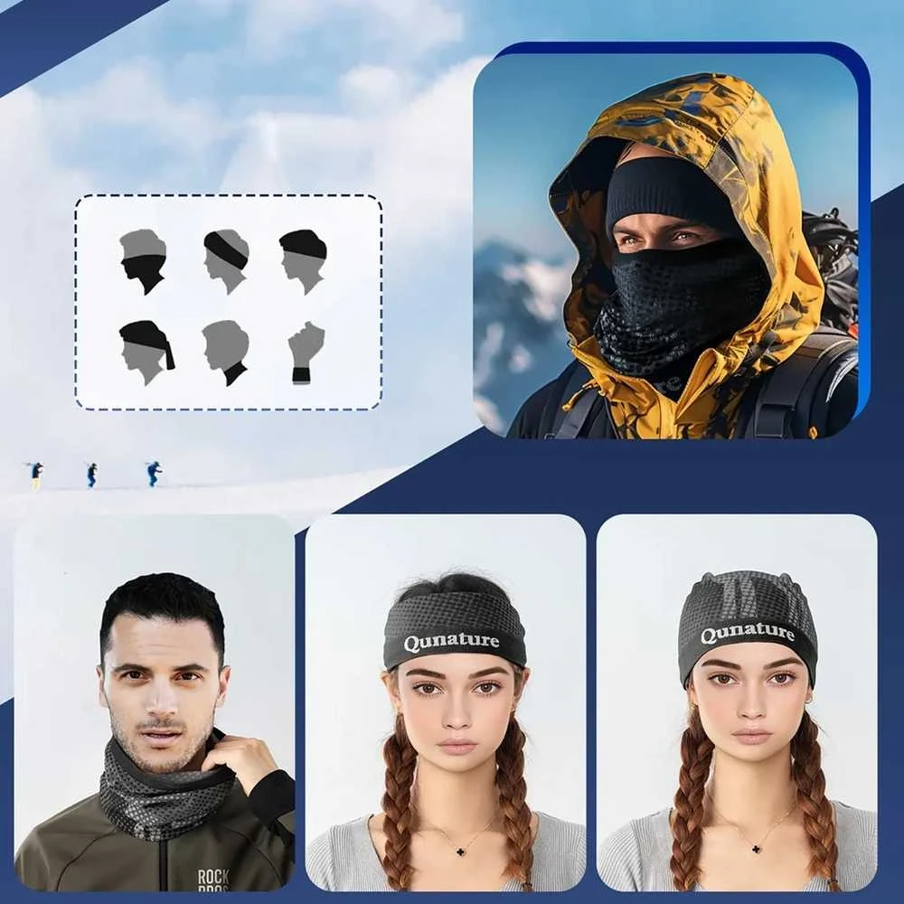 Qunature 11230014002 ski scarf, sports bandana, universal size - juodas