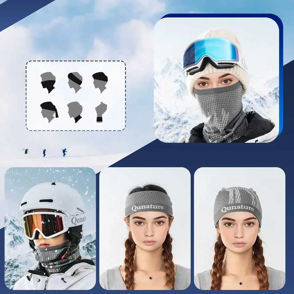 Qunature 11230014001 ski scarf, sports bandana, universal size - pilka