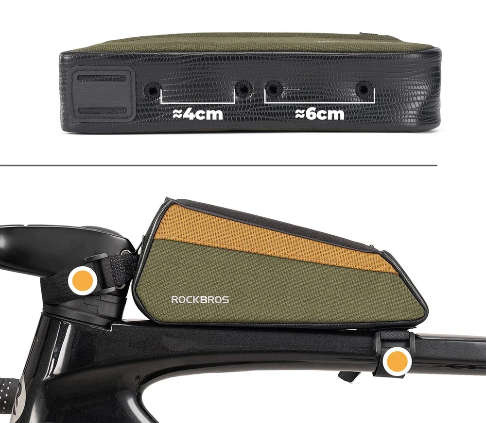 Rockbros 088 Top Tube Bike Bag 0.25L - Žalias and Oranžinis