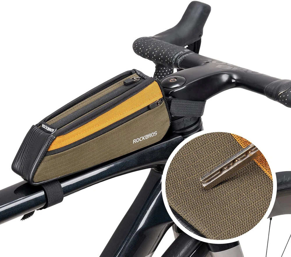 Rockbros 088 Top Tube Bike Bag 0.25L - Žalias and Oranžinis