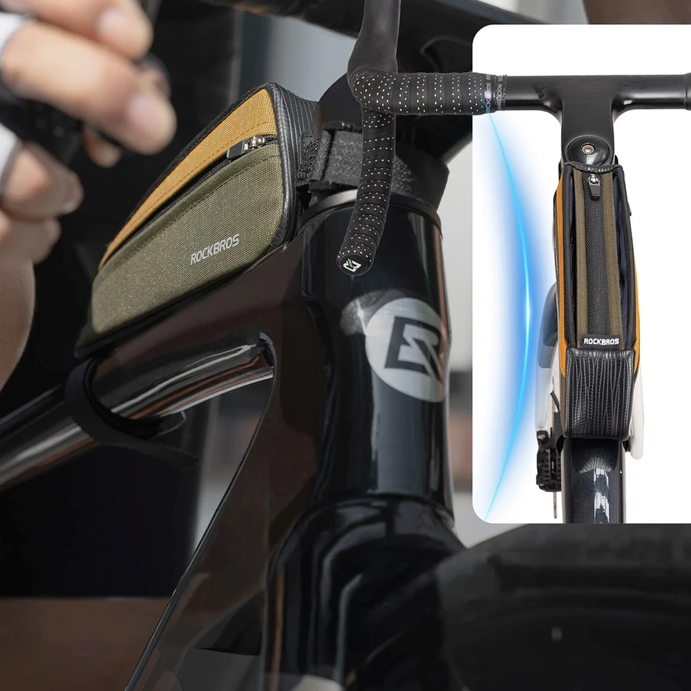 Rockbros 088 Top Tube Bike Bag 0.25L - Žalias and Oranžinis