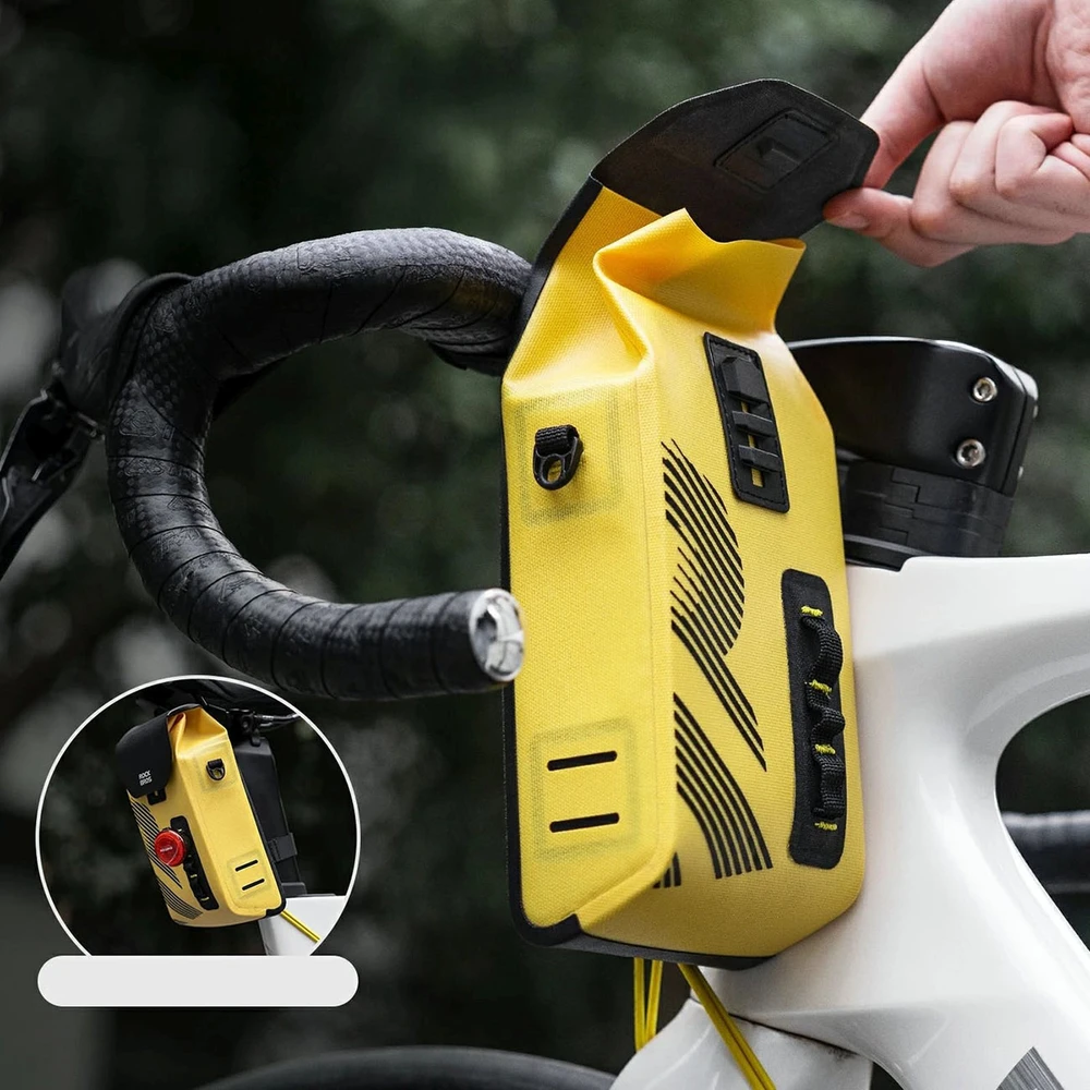 Rockbros AS-160 Atsparus vandeniui Handlebar Bicycle Bag 1.3L - Geltona
