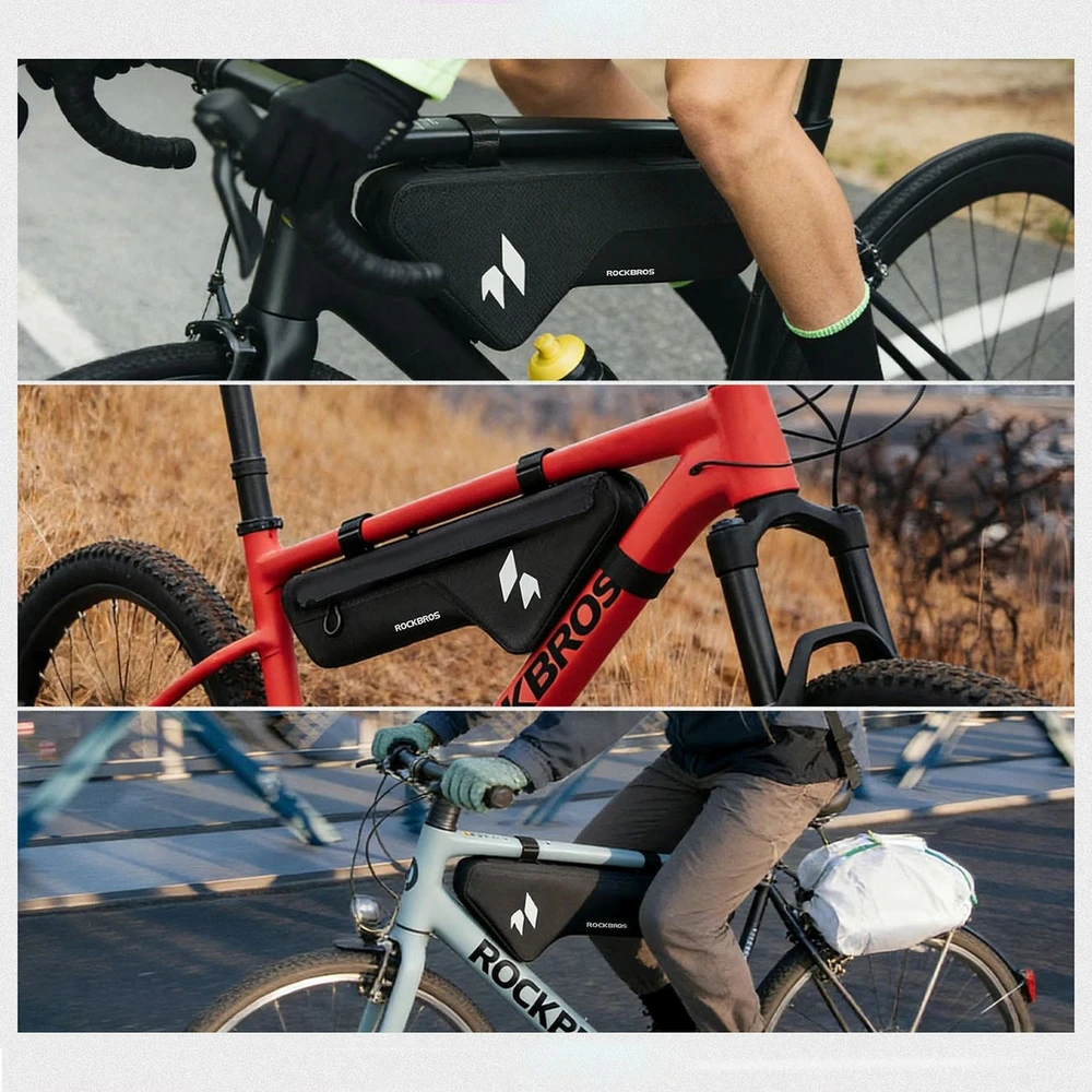 Rockbros AS-152 Down Tube Bike Bag Atsparus vandeniui 1.9L - Juodas