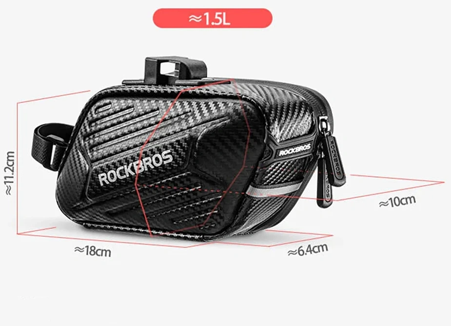 Rockbros B59 dviračio balnelio krepšys 1,5 l - Juodas