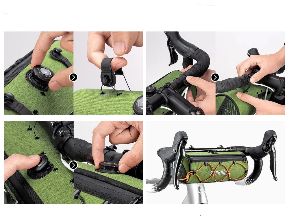 Rockbros TL002 ROAD TO SKY 1.5L Handlebar Bike Bag Atsparus vandeniui - Žalias