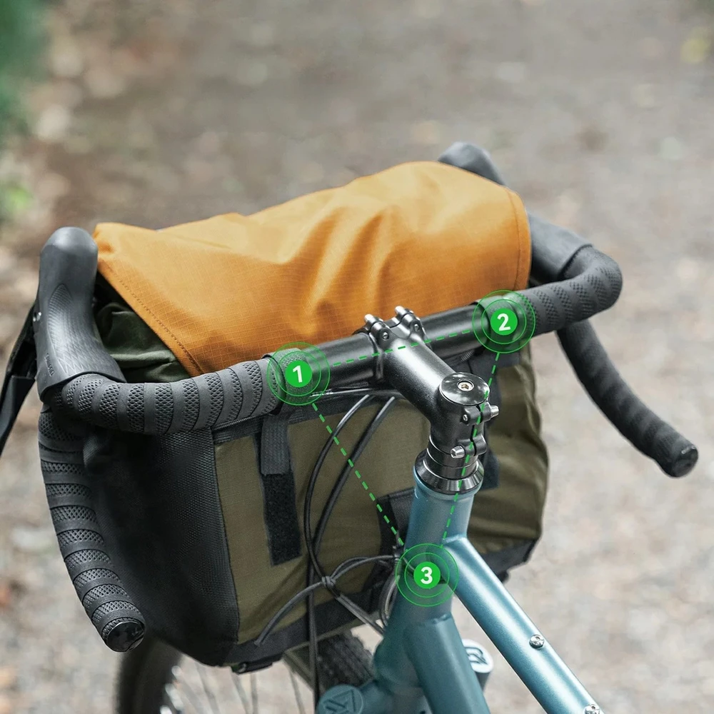 Rockbros W019 Handlebar Bike Bag 13.5-24L - Žalias-Oranžinis
