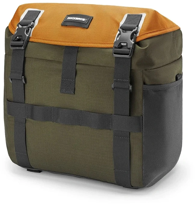 Rockbros W019 Handlebar Bike Bag 13.5-24L - Žalias-Oranžinis