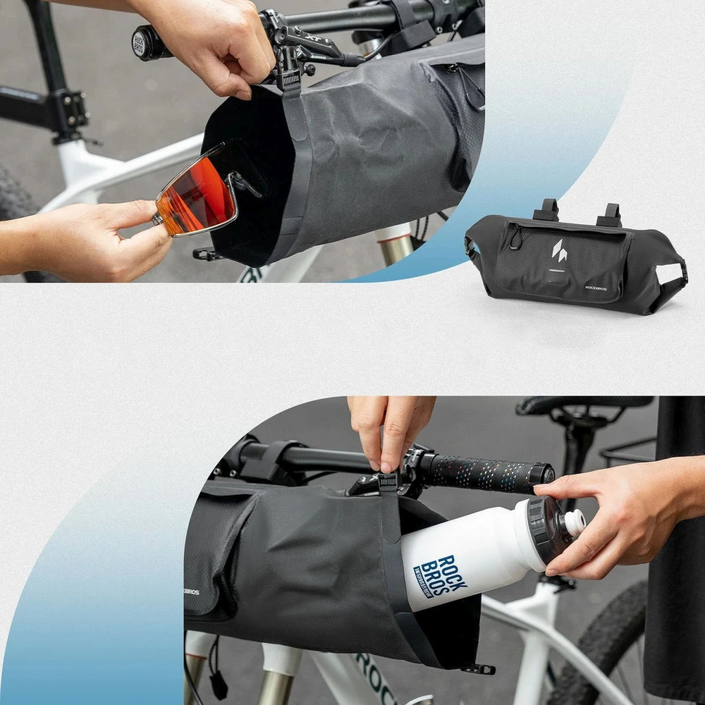 Rockbros AS-154 Atsparus vandeniui Handlebar Bicycle Bag 8L - Juodas