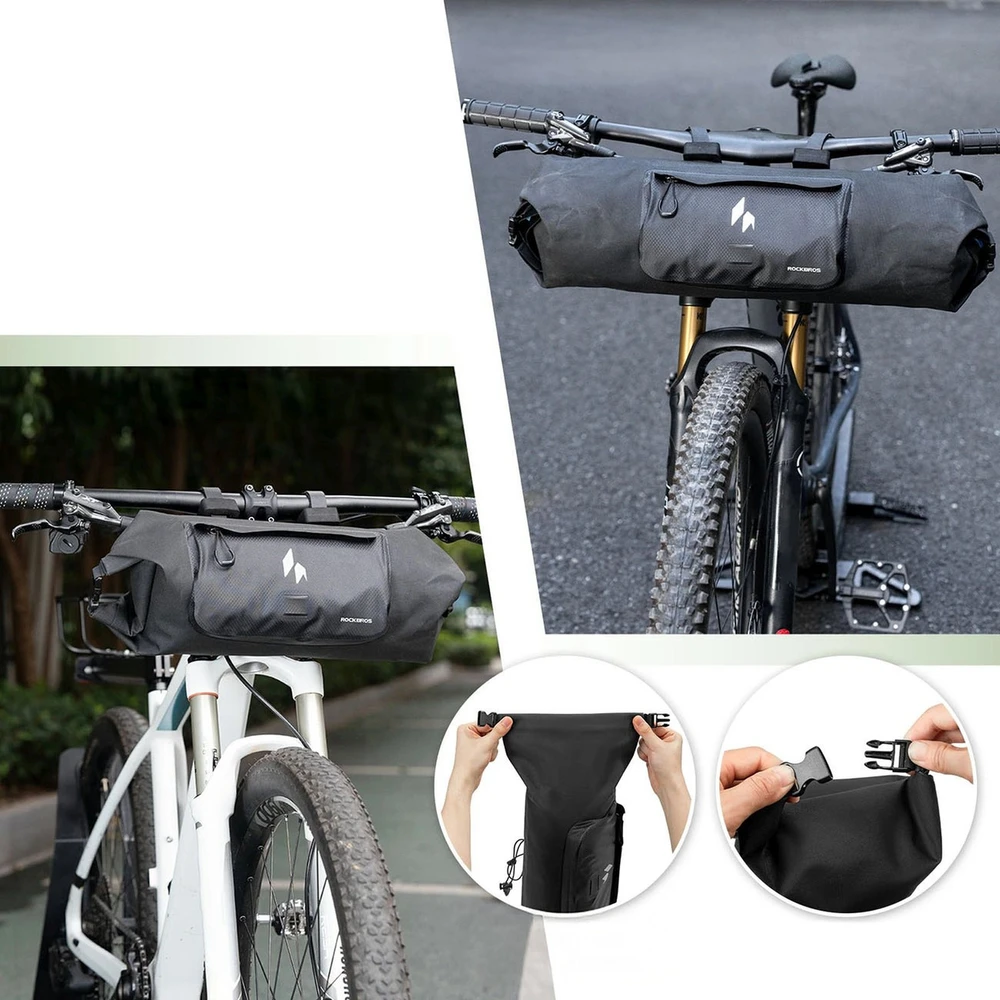 Rockbros AS-154 Atsparus vandeniui Handlebar Bicycle Bag 8L - Juodas