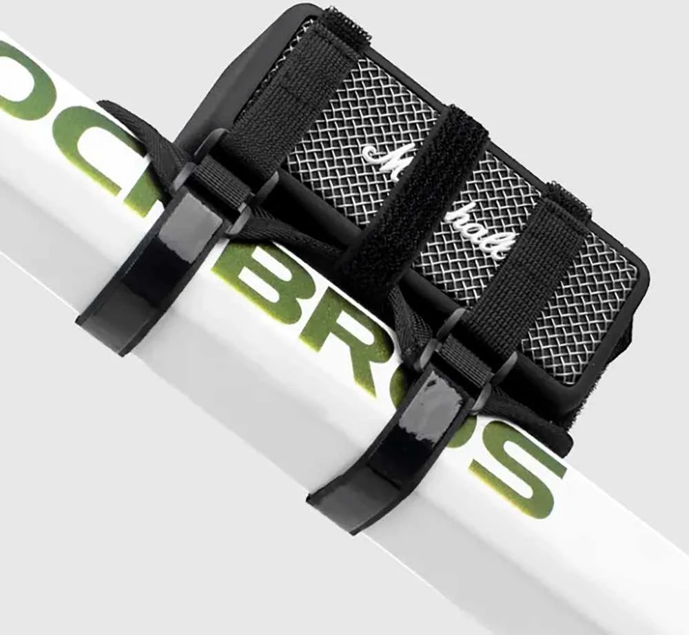 Rockbros 50210064001 dviračio dirželis su lipnia juosta „Bluetooth“ garso kalbai arba vandens buteliukui – juodos spalvos