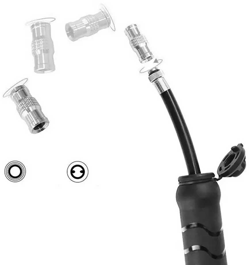 Rockbros 810PCS-HP mini rankinis dviračio siurblys su Presta ir Schrader žarna - Juodas