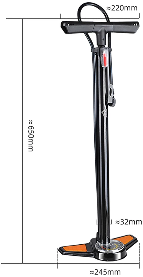 Rockbros GP6532B Floor Pump with Pressure Gauge - Juodas and Oranžinis