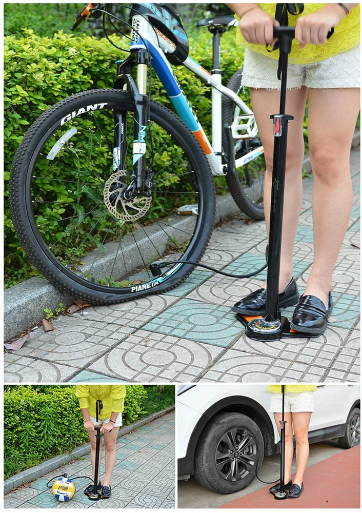 Rockbros GP6532B Floor Pump with Pressure Gauge - Juodas and Oranžinis
