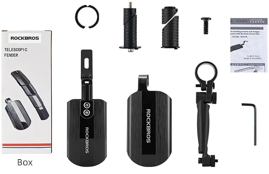 Rockbros FK-810 sulankstomų teleskopinių dviračio sparnų komplektas - Juodas