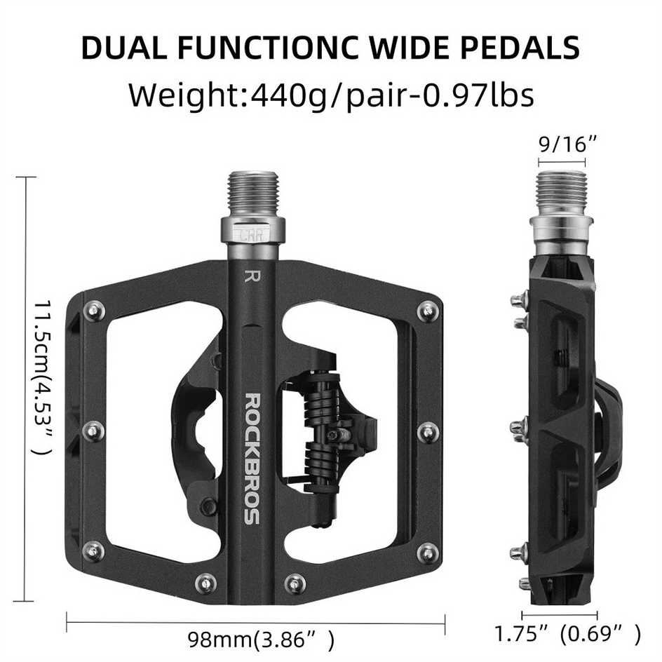 Rockbros PD15-BK aliuminio lydinio dviračio pedalų rinkinys - juodas